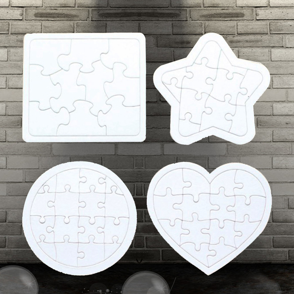 Puzzle Blank White - 4-delige blanco puzzelset voor kinderen, creatief